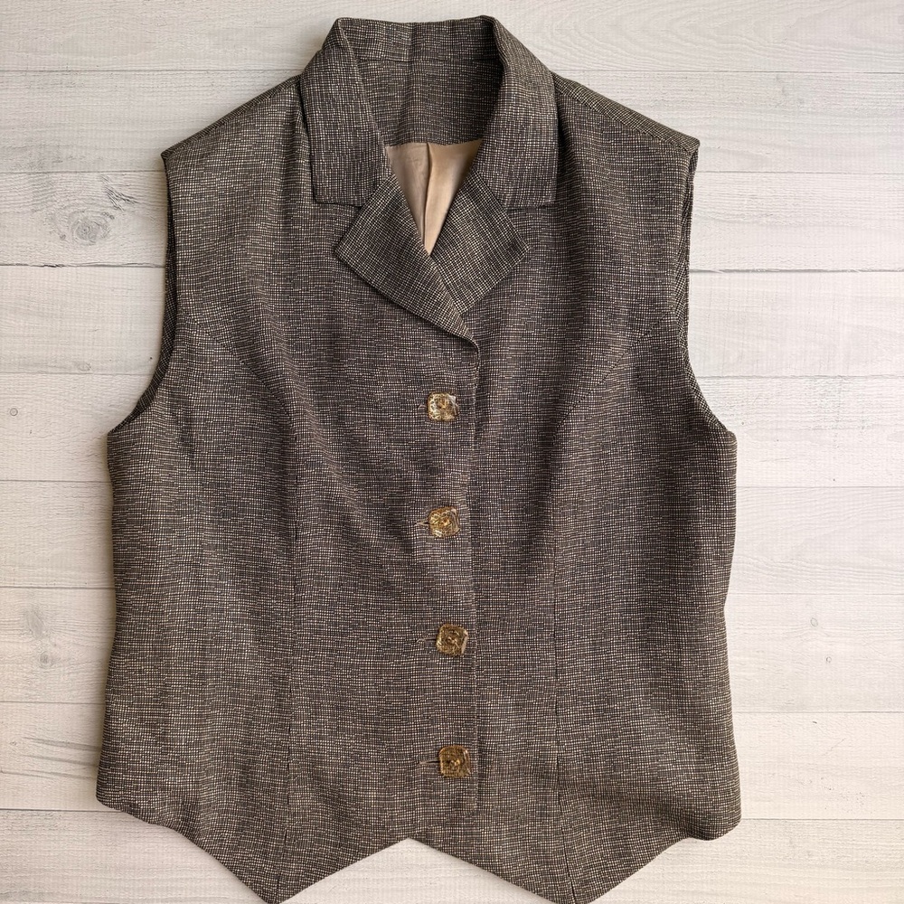 Vintage Inez Studio Classic Woven Metallic Women's Vest Size M